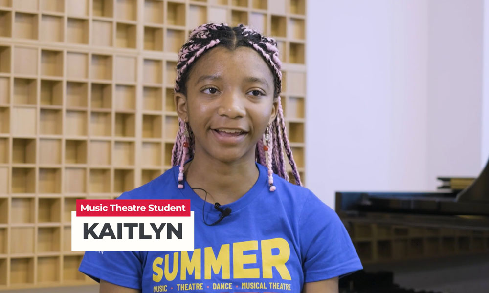 Video preview image featuring Summer TUTTI Music Theatre Student Kaitlyn talking about her experience.